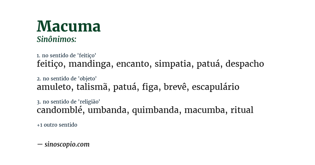 Sinônimo de macuma