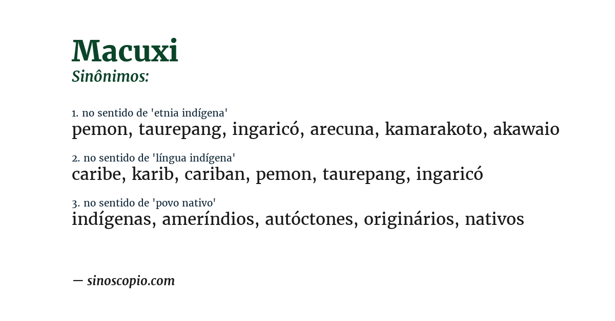 Sinônimo de macuxi
