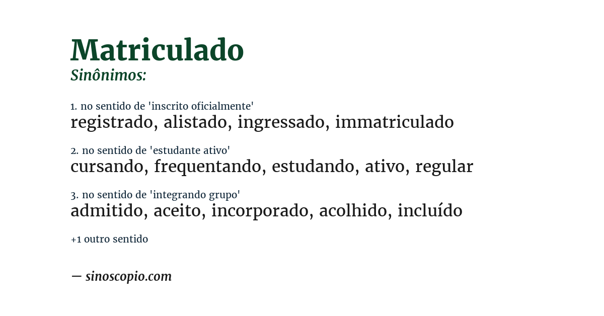 Sinônimo de matriculado