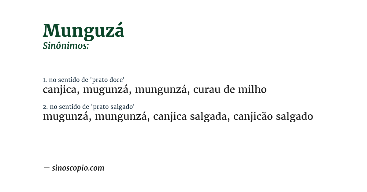 Sinônimo de munguzá
