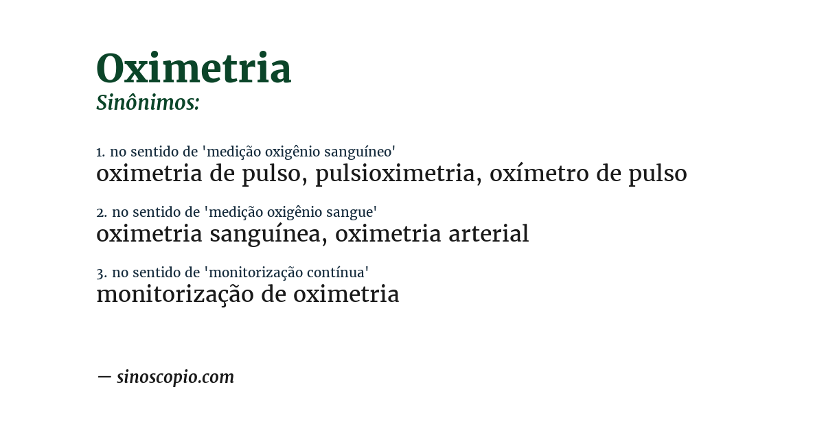 Sinônimo de oximetria