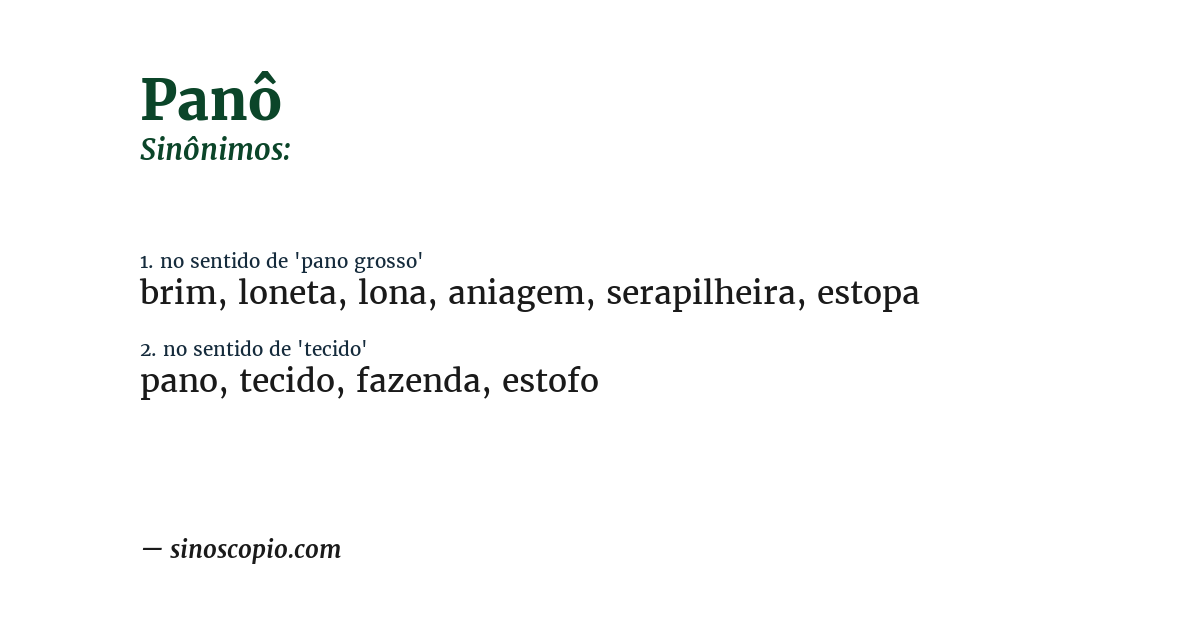 Sinônimo de panô