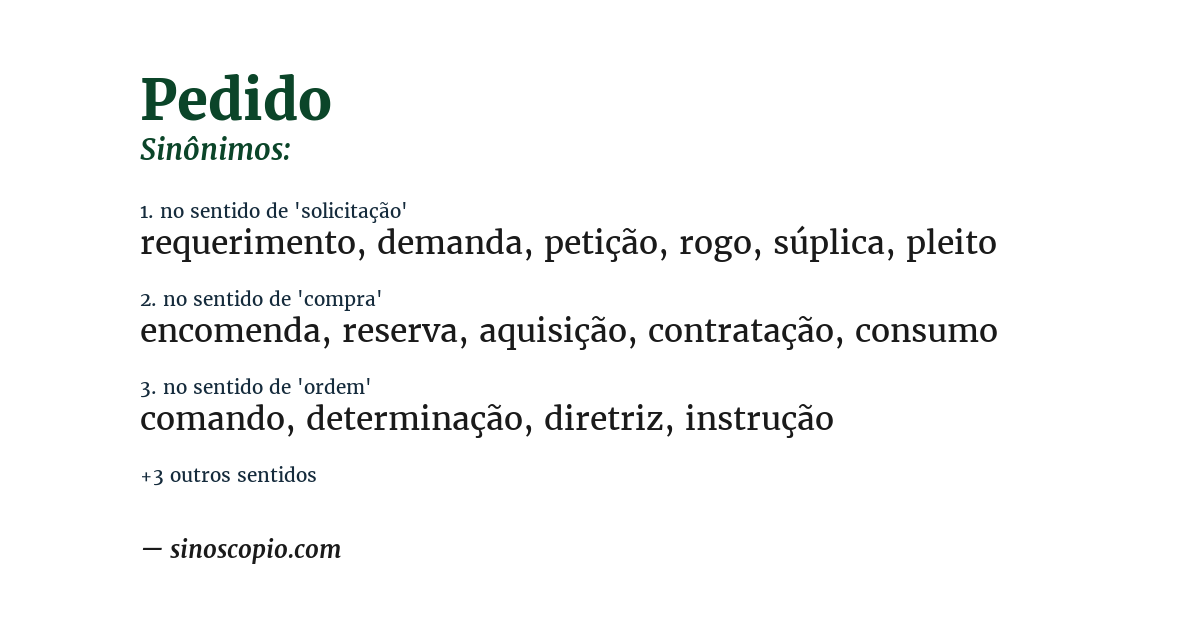 Sinônimo de pedido