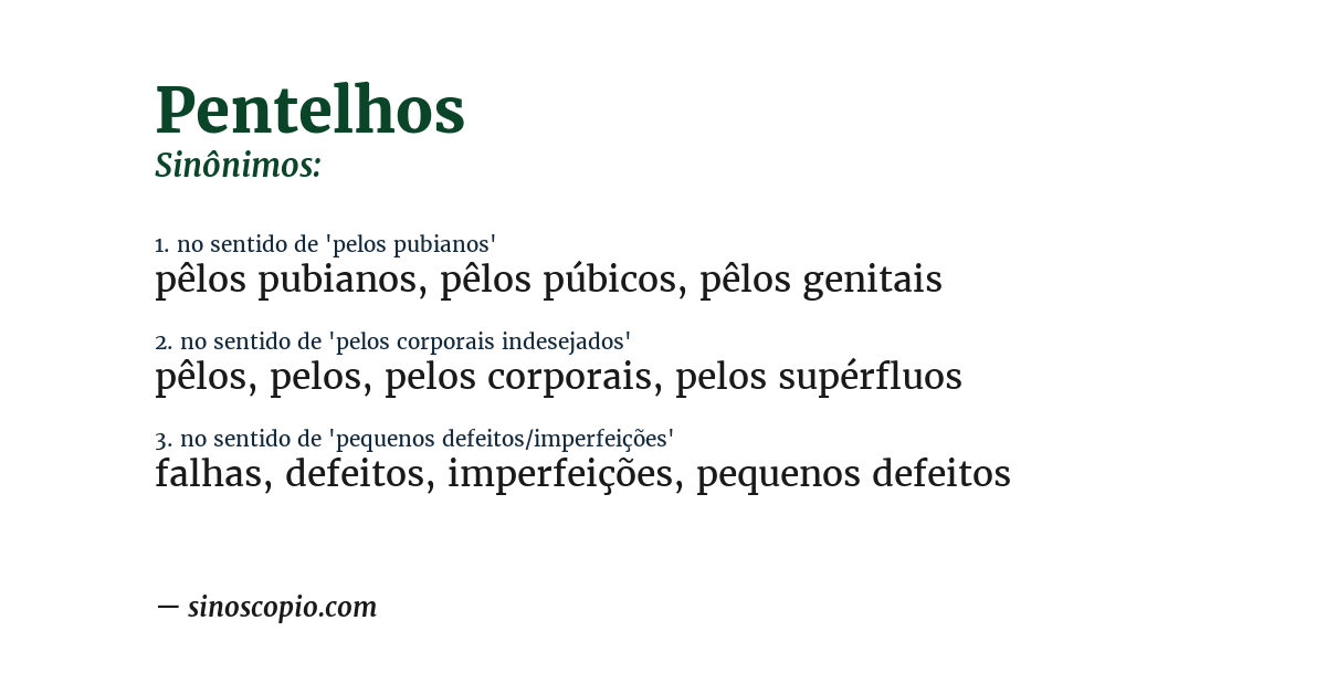 Sinônimo de pentelhos