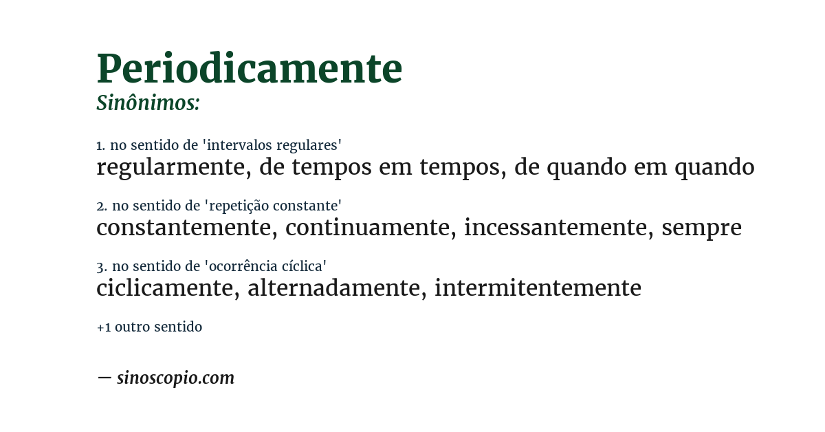 Sinônimo de periodicamente