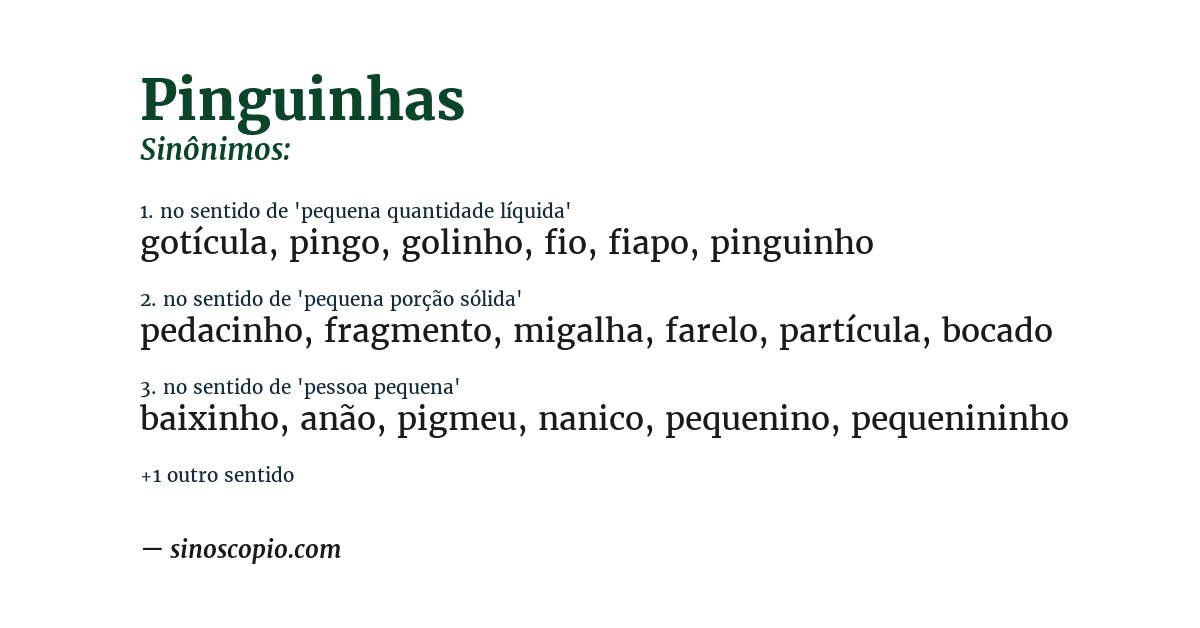Sinônimo de pinguinhas