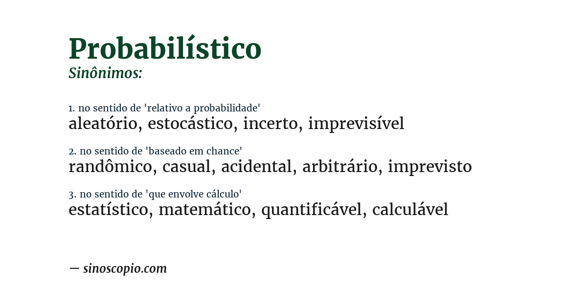 Sinônimo de probabilístico