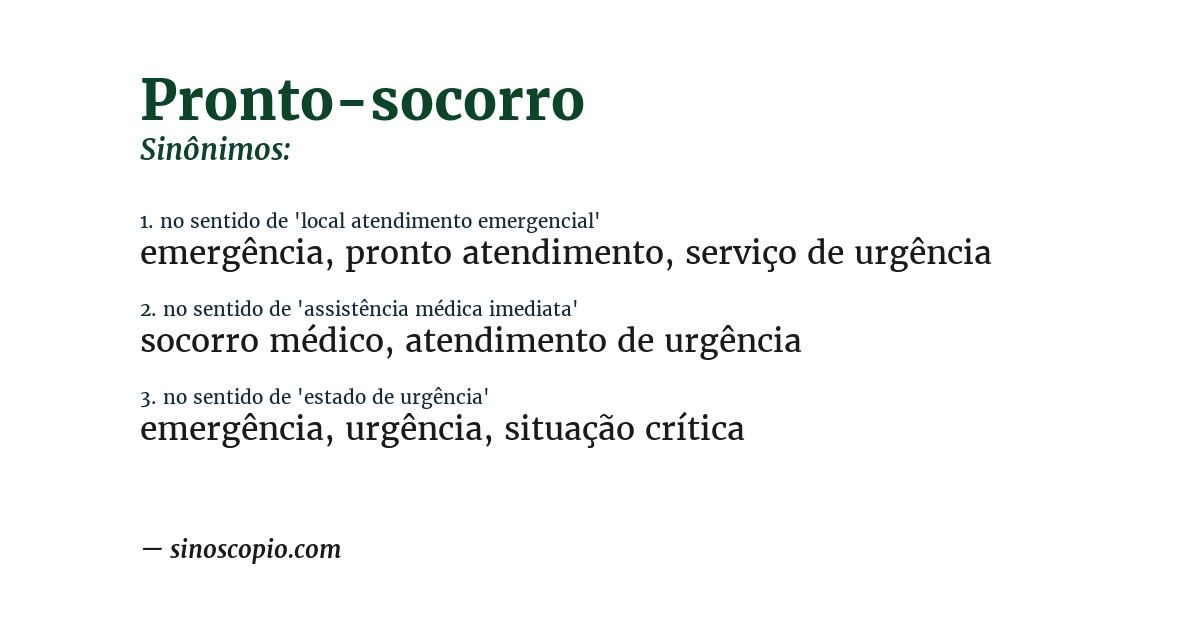 Sinônimo de pronto-socorro