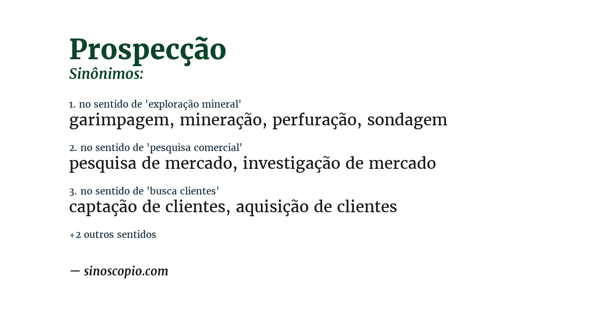 Sinônimo de prospecção