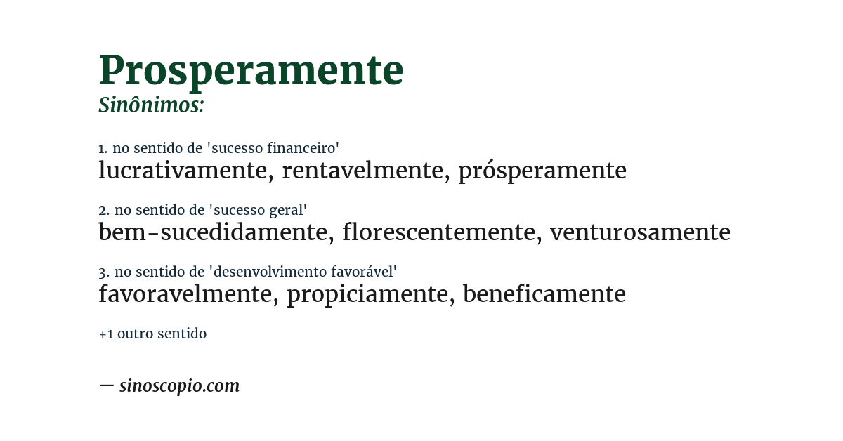 Sinônimo de prosperamente