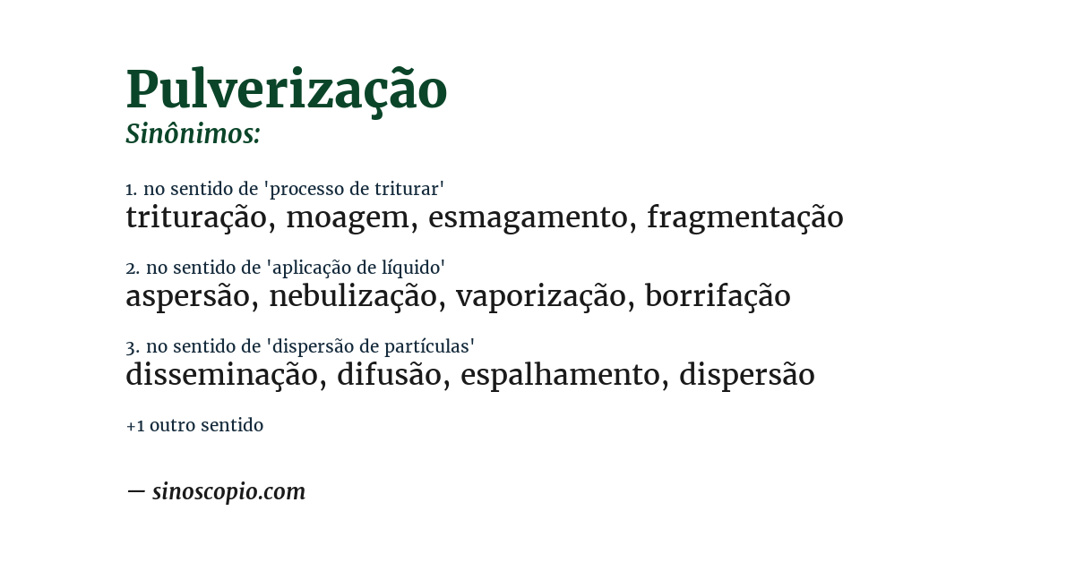 Sinônimo de pulverização