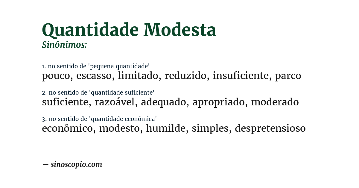 Sinônimo de quantidade modesta