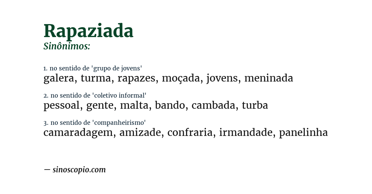 Sinônimo de rapaziada
