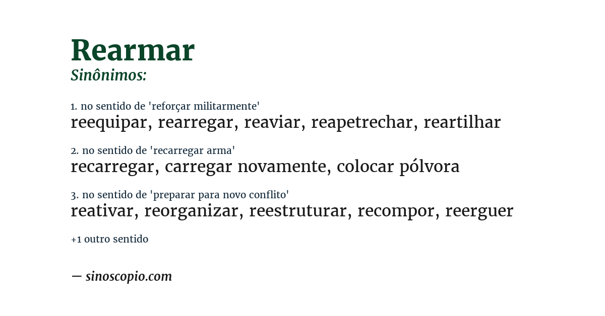 Sinônimo de rearmar
