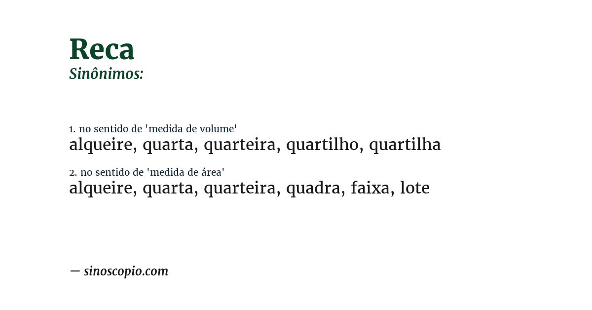 Sinônimo de reca
