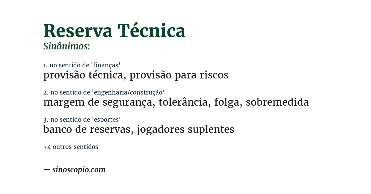 Sinônimo de reserva técnica