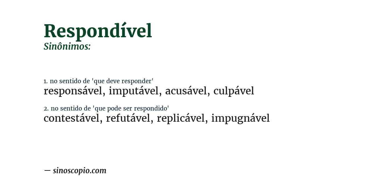 Sinônimo de respondível