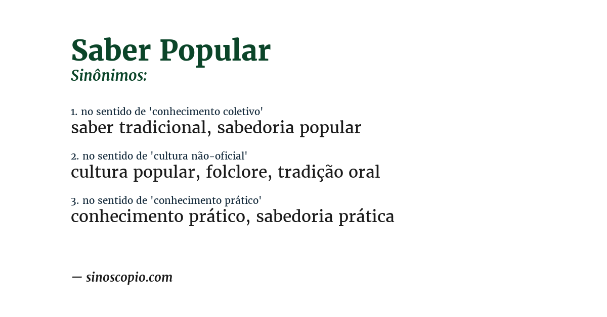 Sinônimo de saber popular