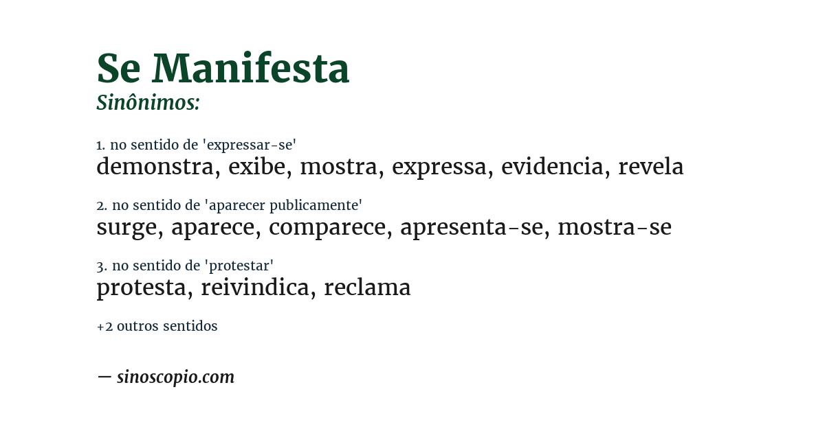 Sinônimo de se manifesta