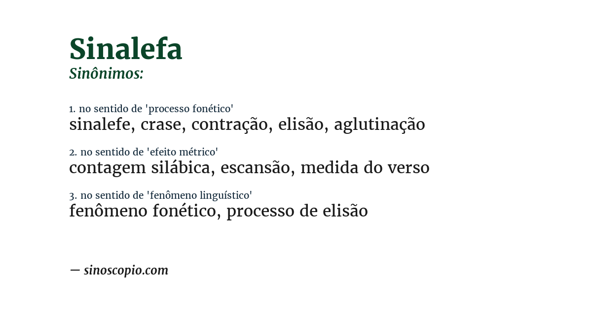 Sinônimo de sinalefa