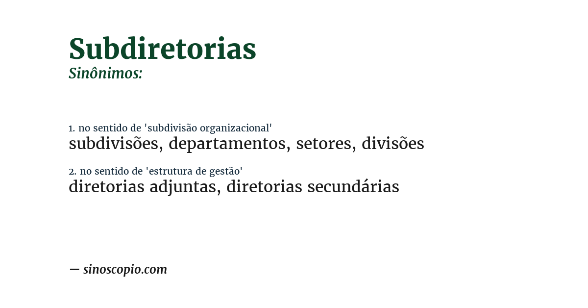 Sinônimo de subdiretorias