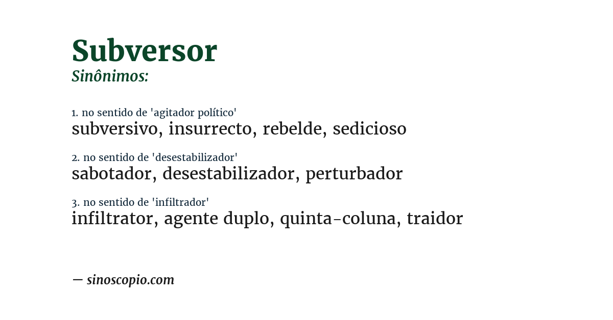 Sinônimo de subversor