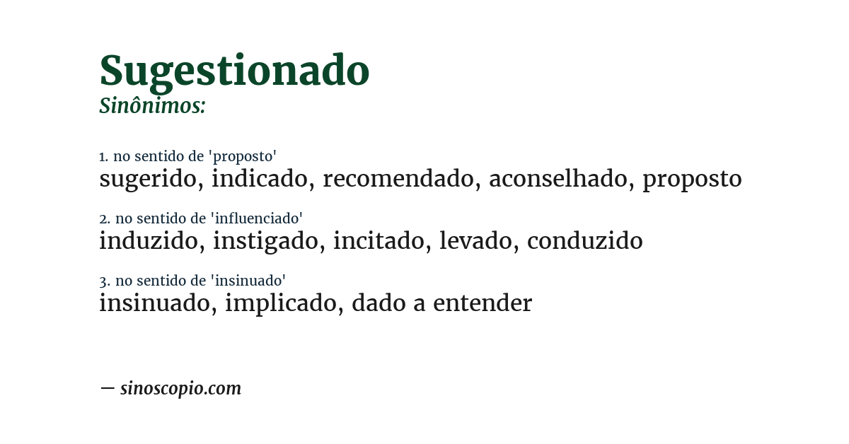 Sinônimo de sugestionado