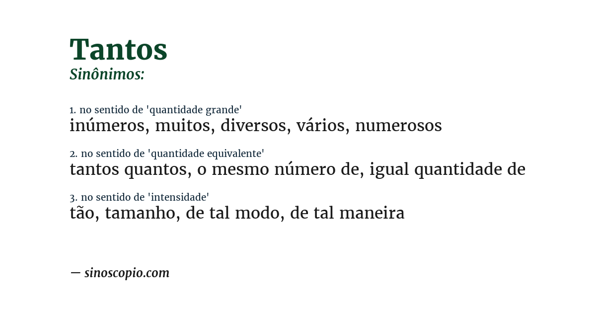 Sinônimo de tantos