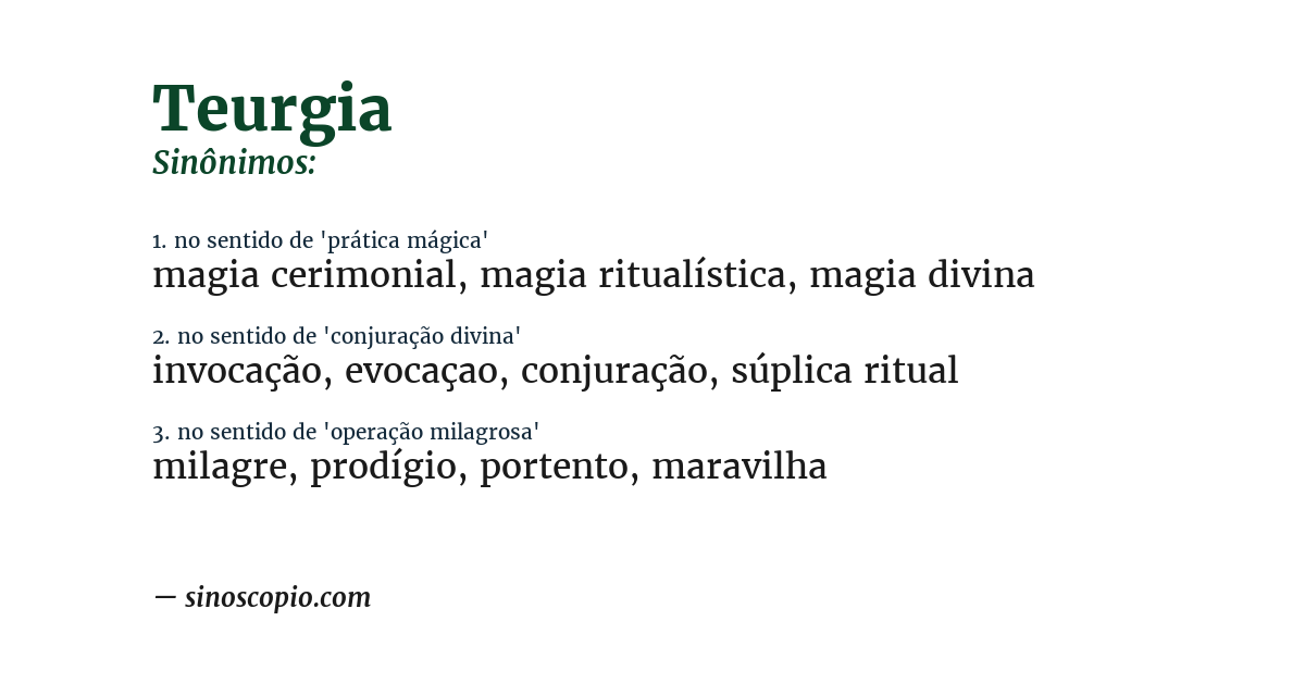 Sinônimo de teurgia