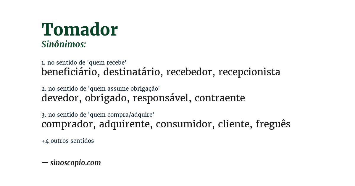 Sinônimo de tomador