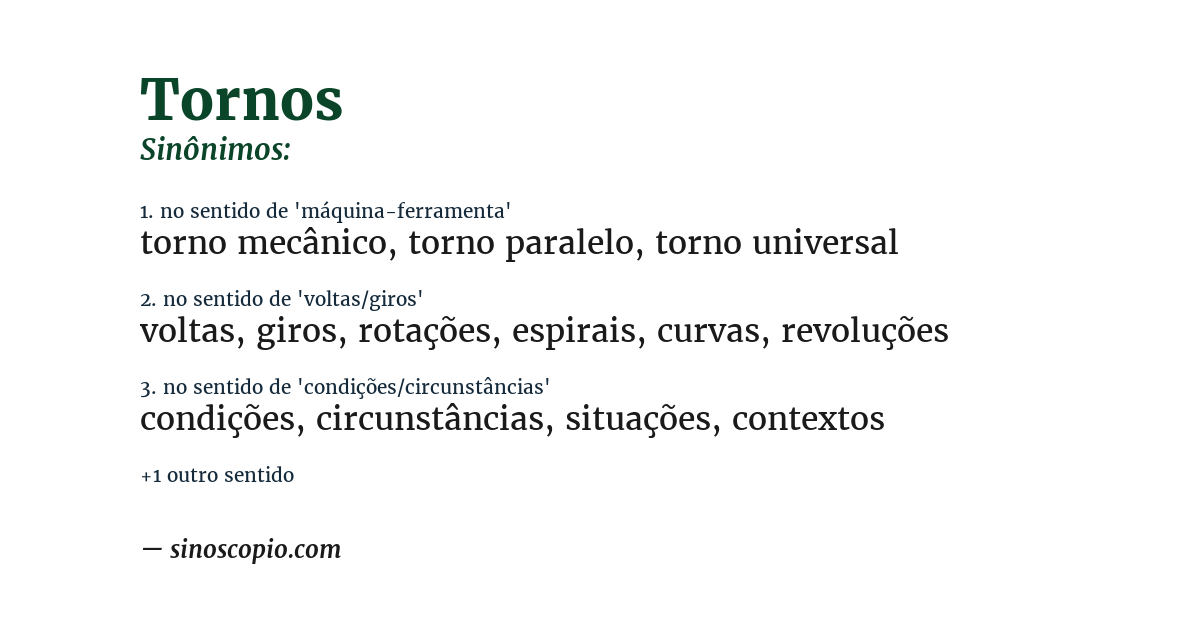 Sinônimo de tornos
