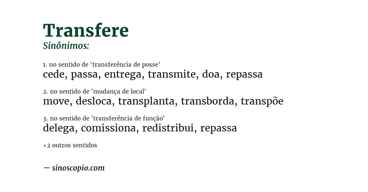 Sinônimo de transfere