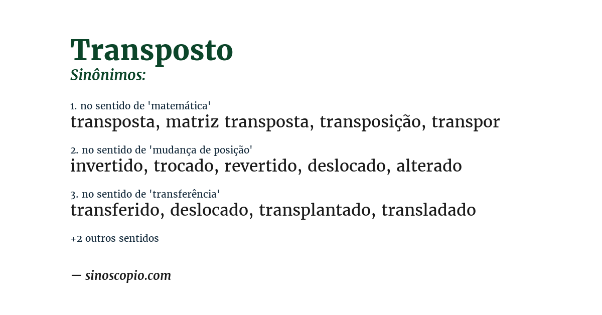 Sinônimo de transposto