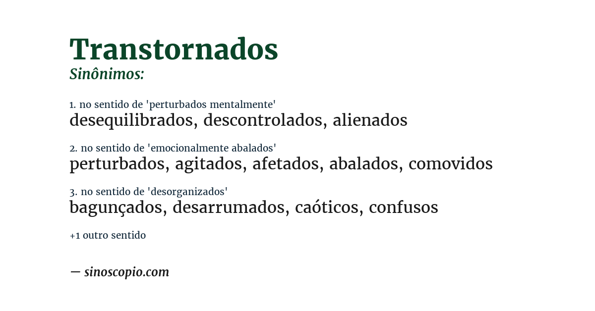 Sinônimo de transtornados