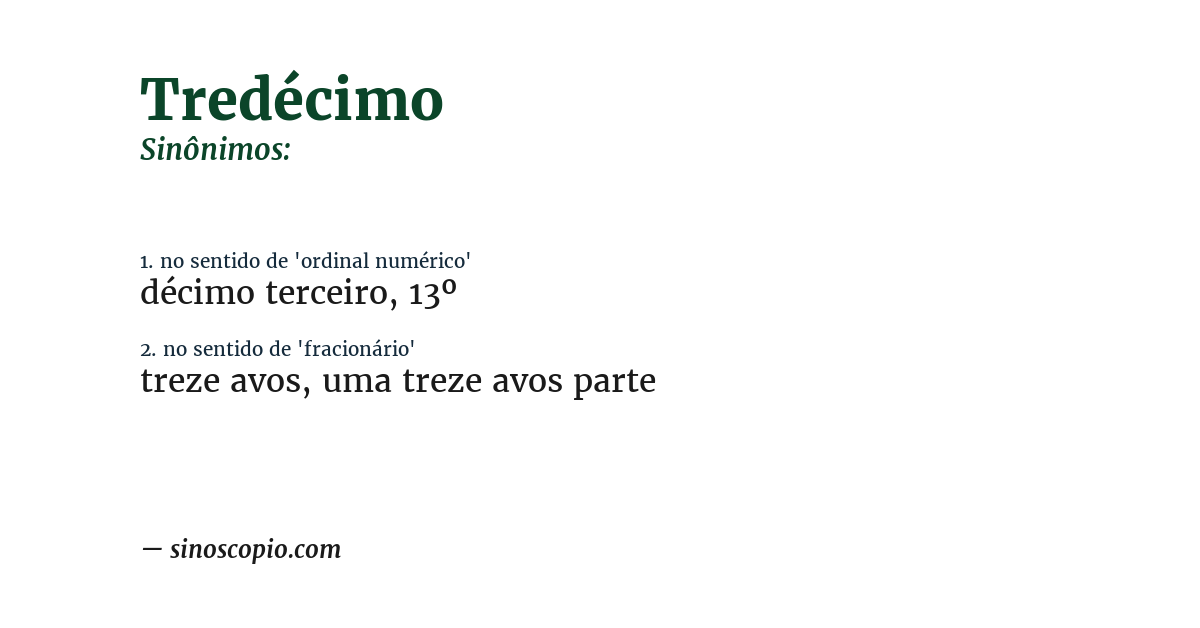 Sinônimo de tredécimo