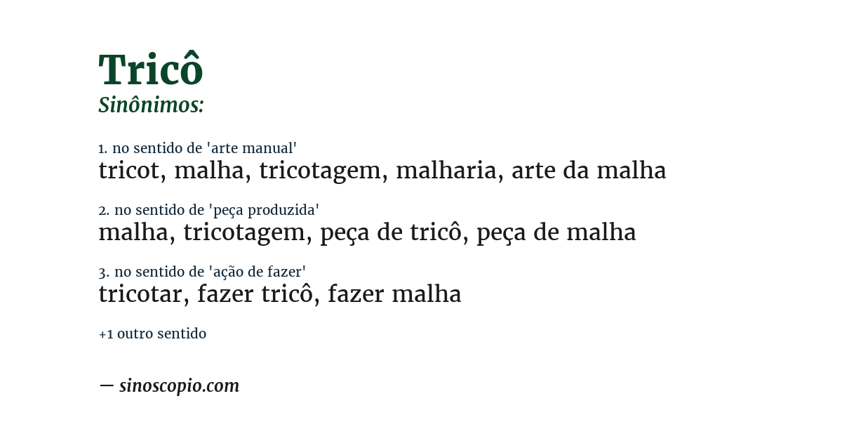 Sinônimo de tricô