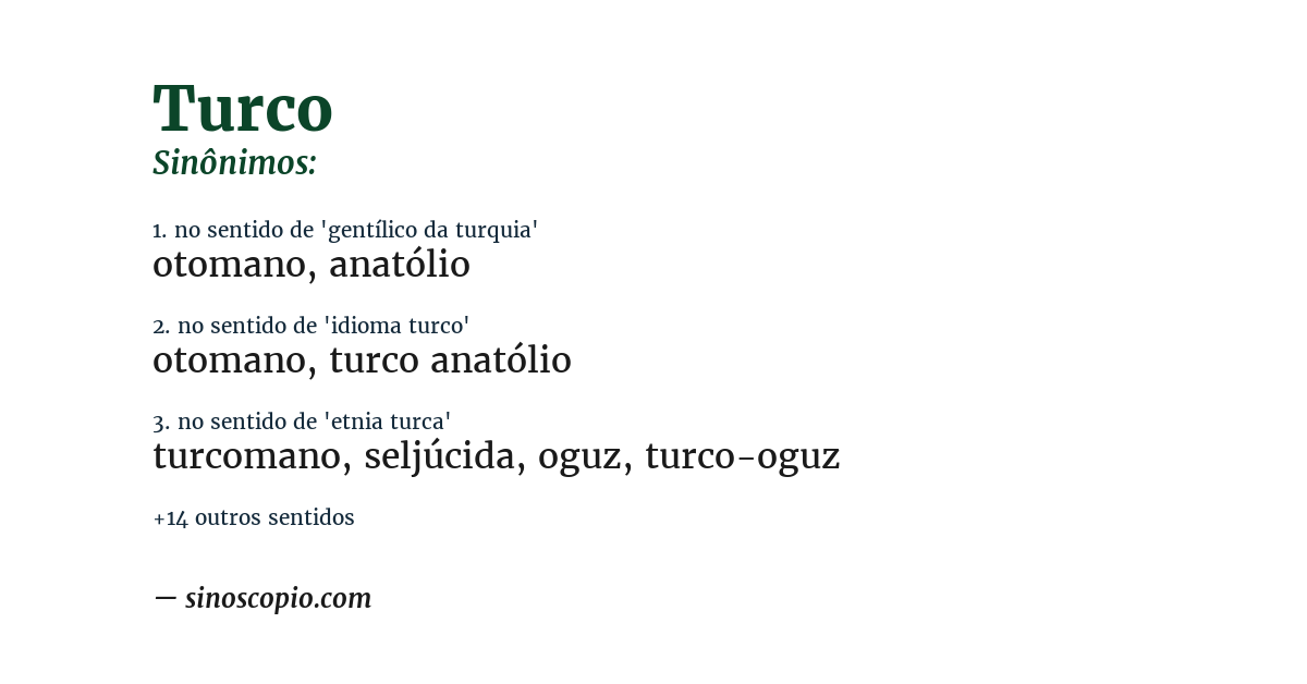 Sinônimo de turco