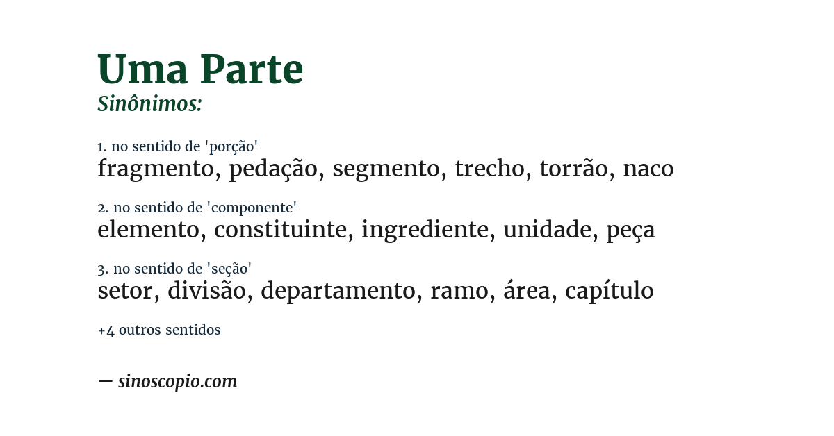 Sinônimo de uma parte
