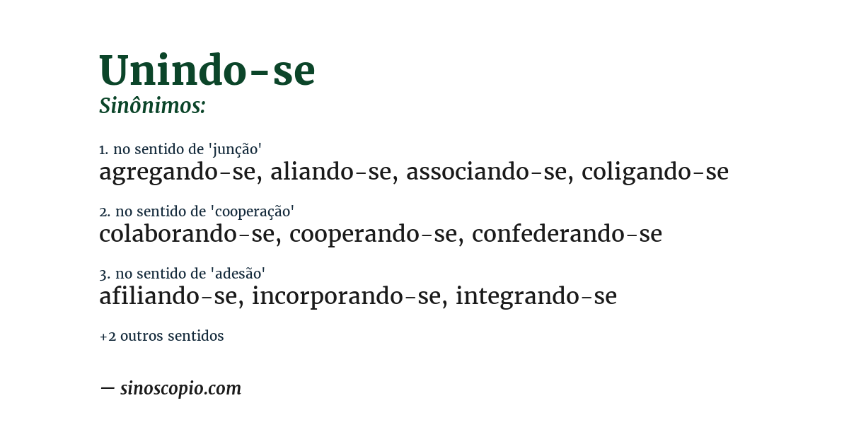 Sinônimo de unindo-se