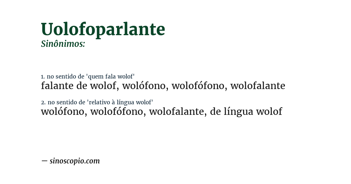 Sinônimo de uolofoparlante
