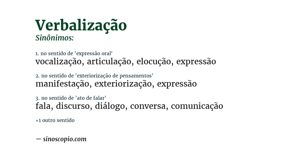 Sinônimo de verbalização