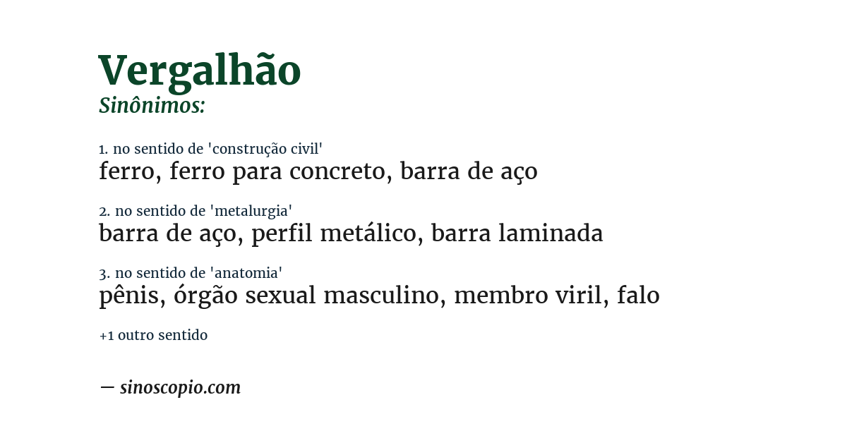 Sinônimo de vergalhão