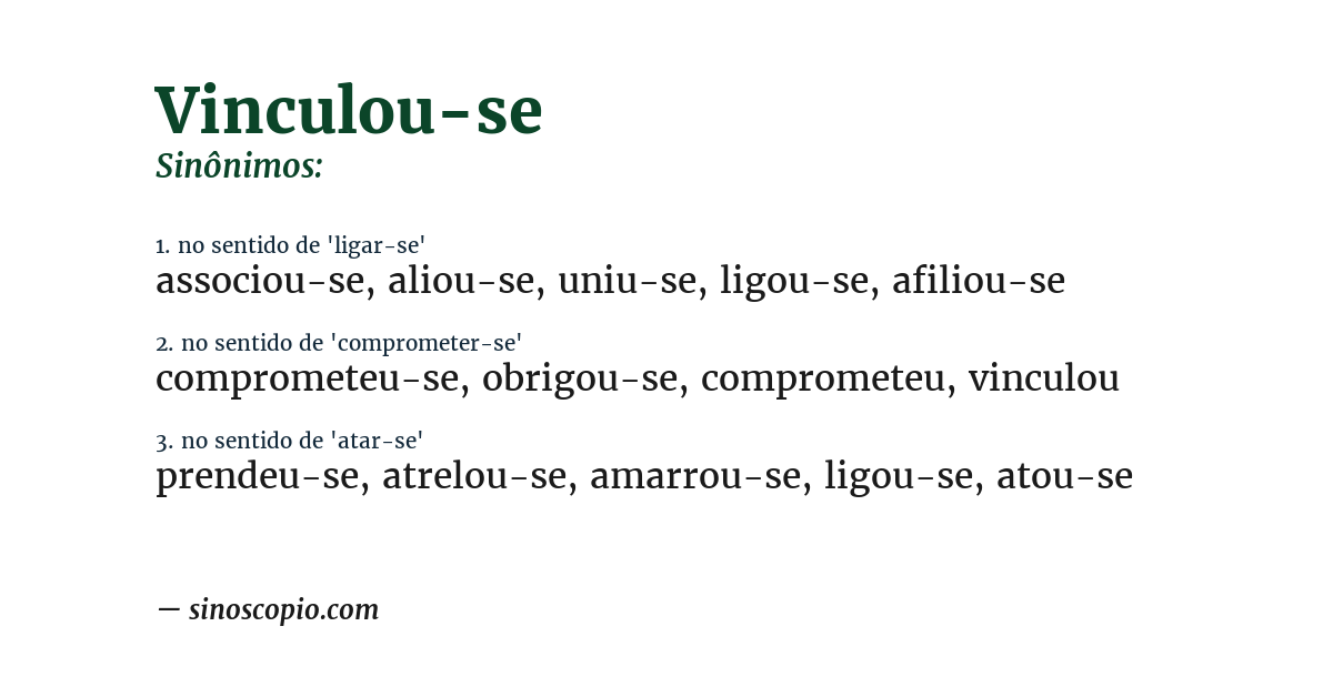 Sinônimo de vinculou-se