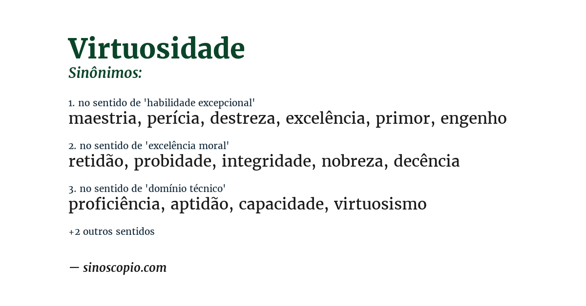 Sinônimo de virtuosidade