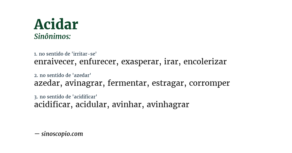 Sinônimo de acidar