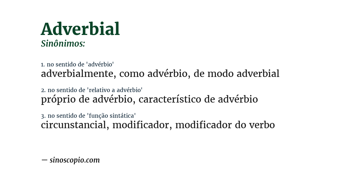 Sinônimo de adverbial