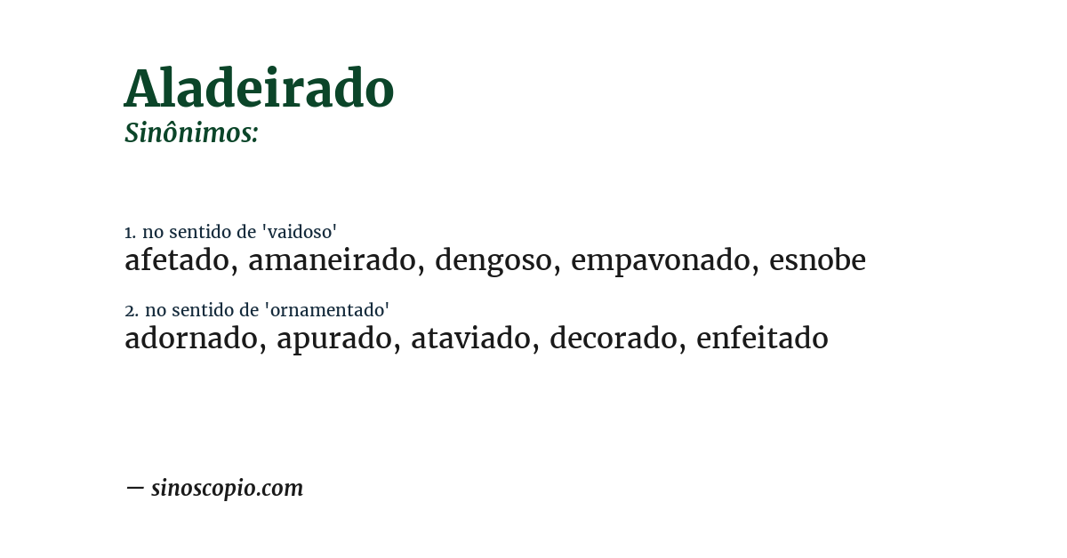 Sinônimo de aladeirado