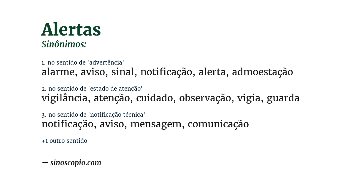 Sinônimo de alertas