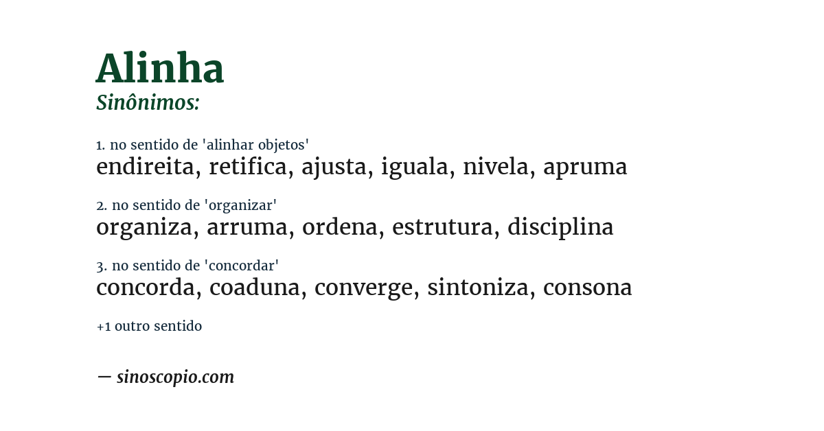 Sinônimo de alinha