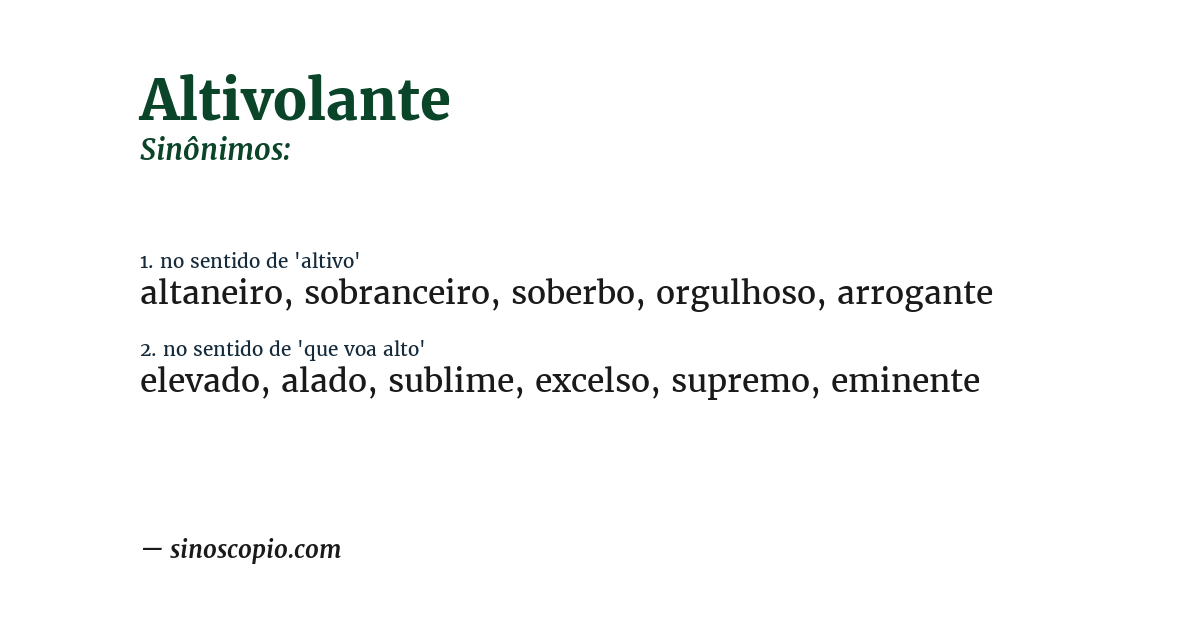 Sinônimo de altivolante